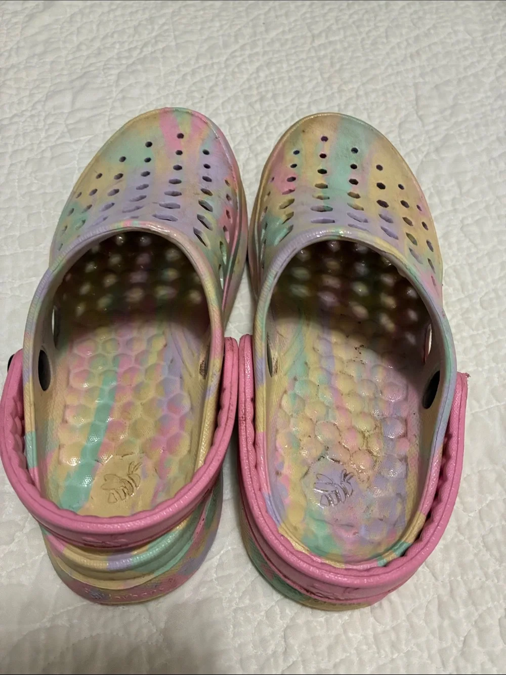 Kids Pastel Tie-Dye Water Clogs with Pink Heel Strap